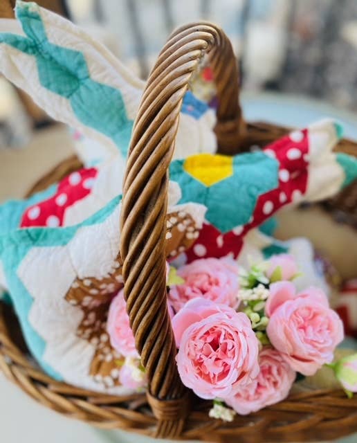 A Gnome on the Roam - Wholesale Decorative Tabletop Object - Vintage Fabric Easter Bunnies made from upcycled quilts13