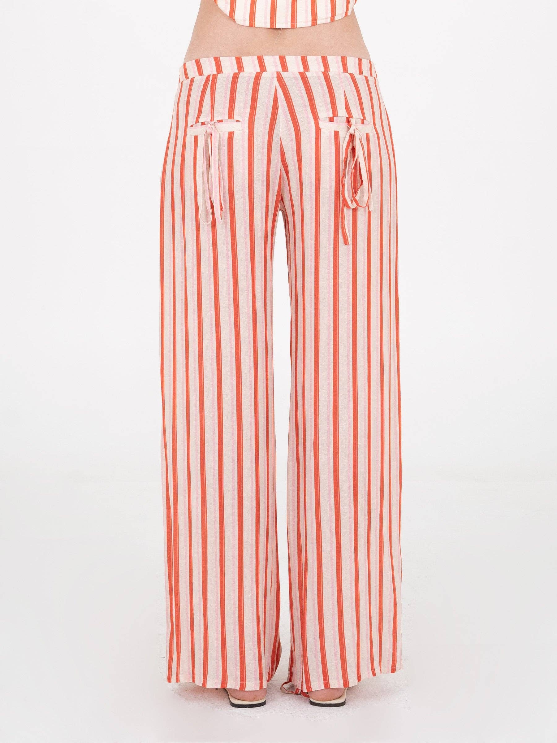 CARMEN SAYS - Wholesale Pants - Women's - Zinnia Red Striped Printed Pants3