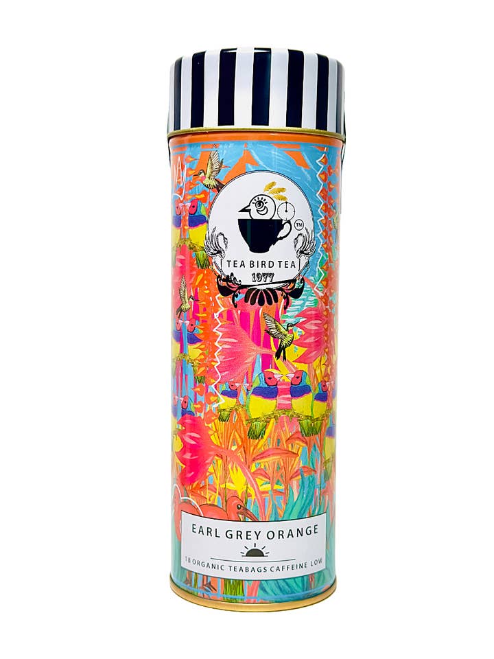 Organic Earl Grey Orange Tea Deluxe Tin 18 teabags for wholesale by Tea Bird Tea