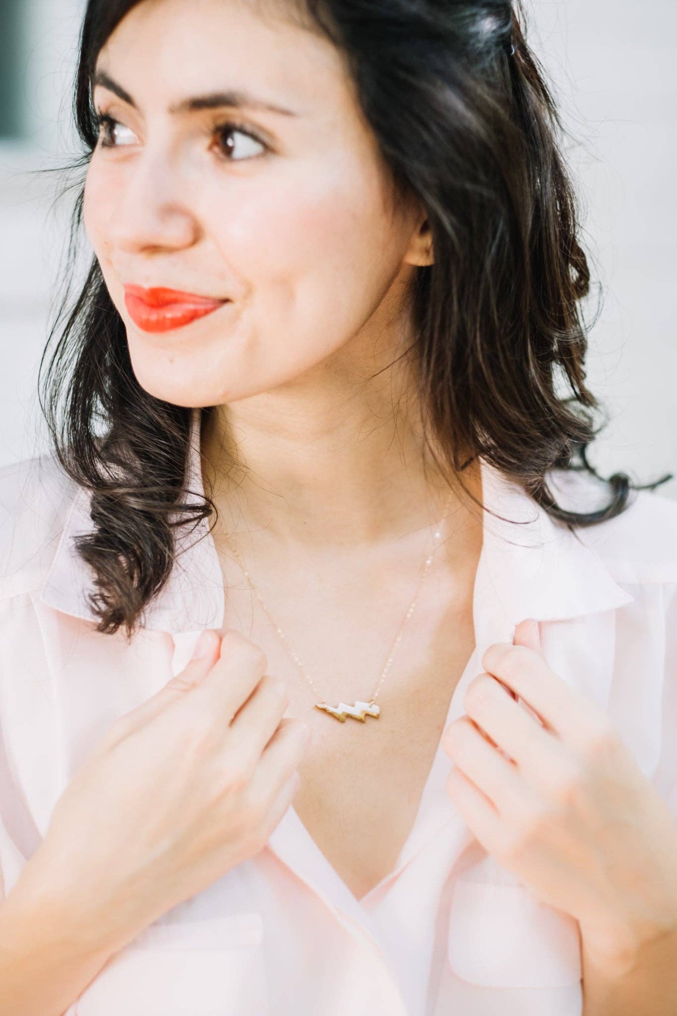 Remnant Studios - Wholesale Pendant/Charm Necklace - the lizzy - lightning bolt necklace with gold accent5