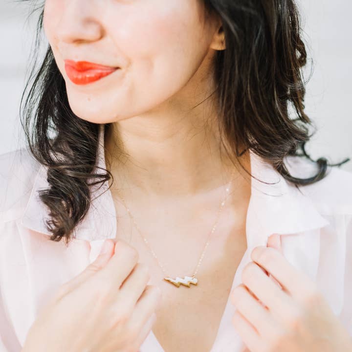 Remnant Studios - Wholesale Pendant/Charm Necklace - the lizzy - lightning bolt necklace with gold accent5