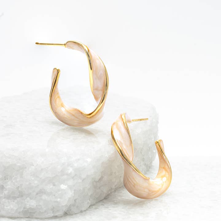 Starfish Project, Inc - Wholesale Hoop Earrings - With a Twist Hoops in Soft Coral0