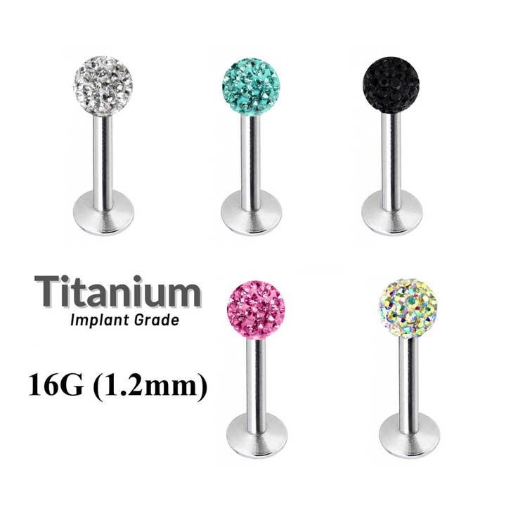 TITANIUM -  MULTI CRYSTAL(EPOXY COATED ) LABRET16G(1.2MM) for wholesale by Bodytrend