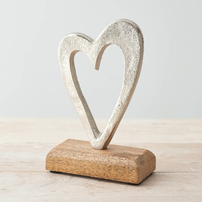 Heart Ornament On Block, 16cm for wholesale by Gainsborough Giftware x Portland Living
