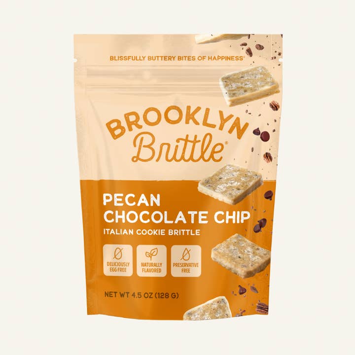 Brooklyn Brittle – wholesale Biscuit – Pecan Chocolate Chip Italian Cookie Brittle - Pouch Bag0