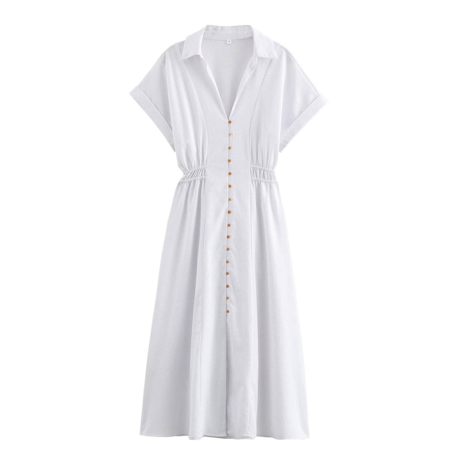 Marayn – wholesale Dress – Women's – Spring Linen Blend Midi Shirt Dress Chic Global Style0