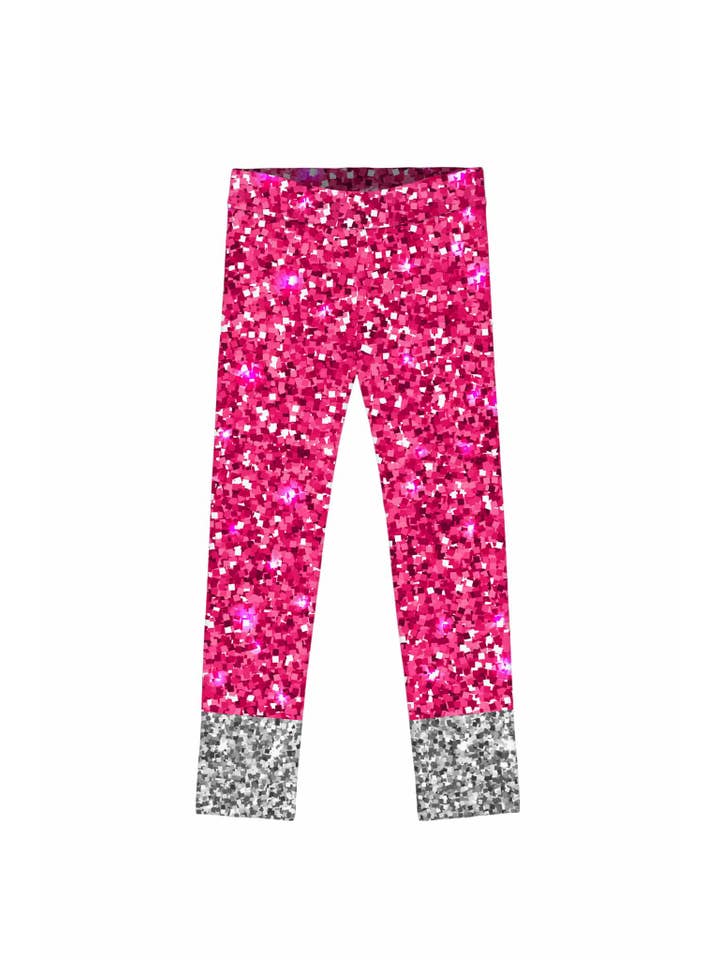 Pink/Glam-Puppe Glam Doll Lucy Pink & Silber Glitzer Print Leggings - Mama und Ich für den Großhandel auf Faire