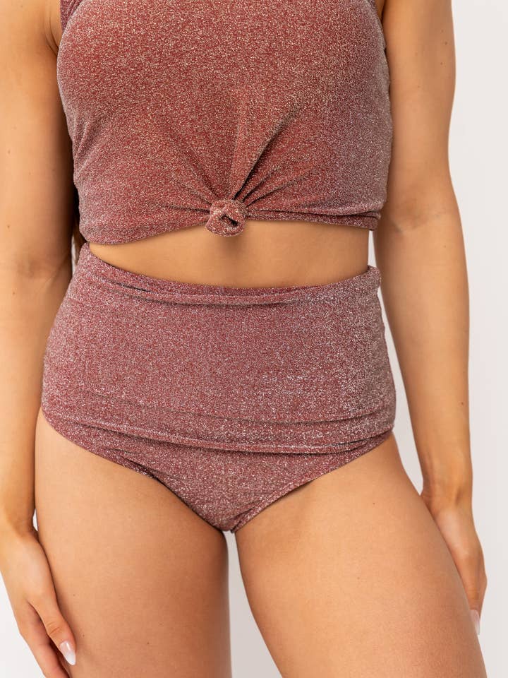 Braguita de baño de talle alto en color arándano brillante para venta al por mayor de Coral Reef Swim