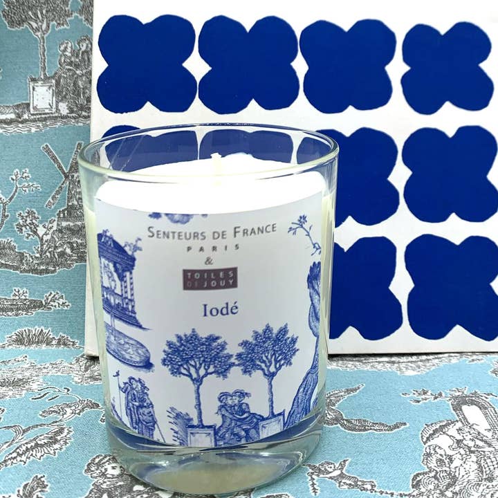 Toile de Jouy iodine scented candle without box for wholesale by Senteurs De France
