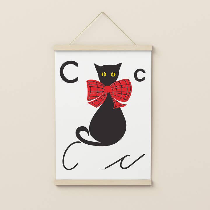 Illustrated Letter C Retro Art Print for wholesale by Know It All Prints