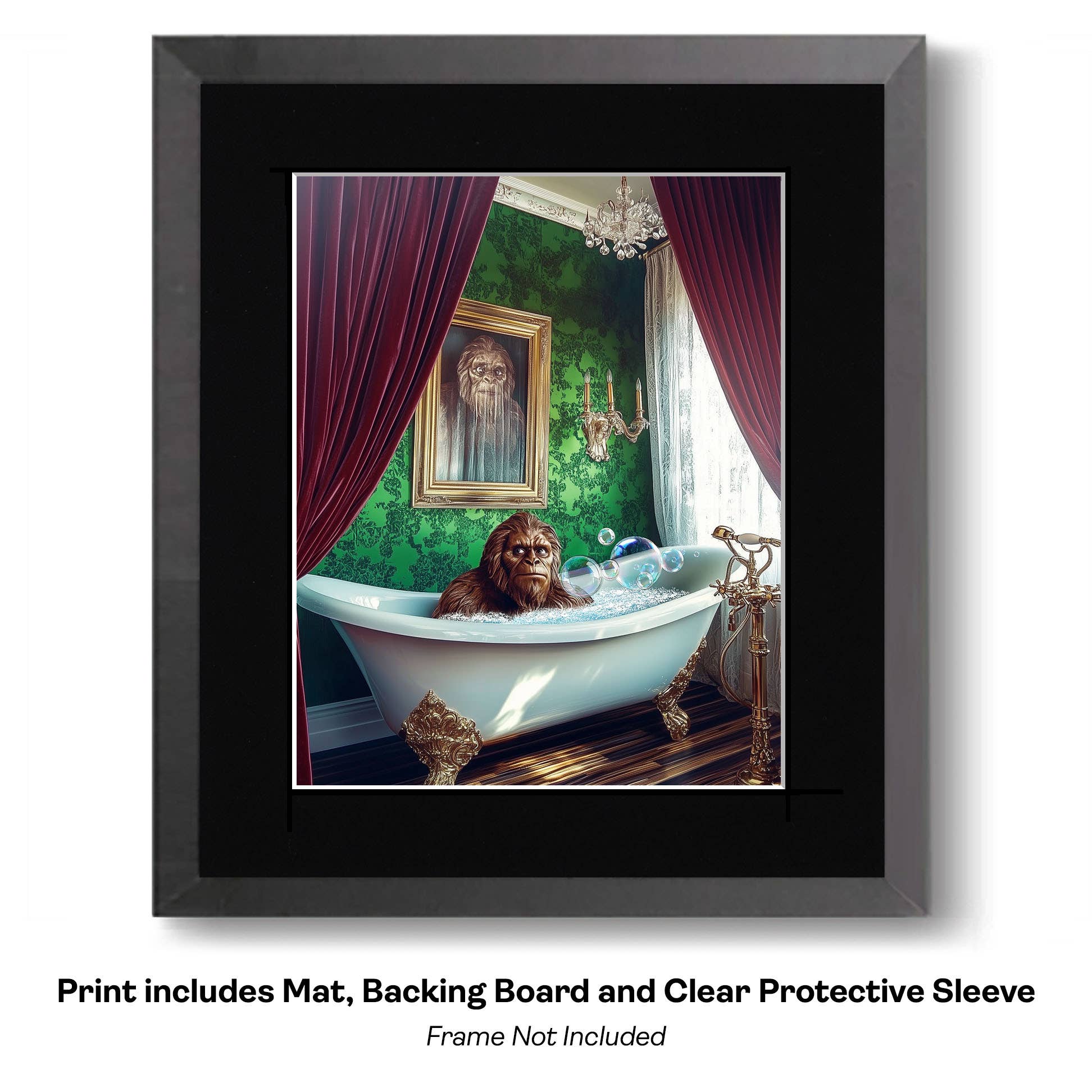 Mowbi - Vendita all'ingrosso Stampa artistica - Tipo Tosto, Bigfoot: Credi in Te Stesso - Stampe d'Arte di Criptidi - Stampe di Bigfoot – Opera d'Arte 8″x8″ in Passepartout 12″x12″11