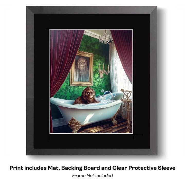 Mowbi - Vendita all'ingrosso Stampa artistica - Tipo Tosto, Bigfoot: Credi in Te Stesso - Stampe d'Arte di Criptidi - Stampe di Bigfoot – Opera d'Arte 8″x8″ in Passepartout 12″x12″11