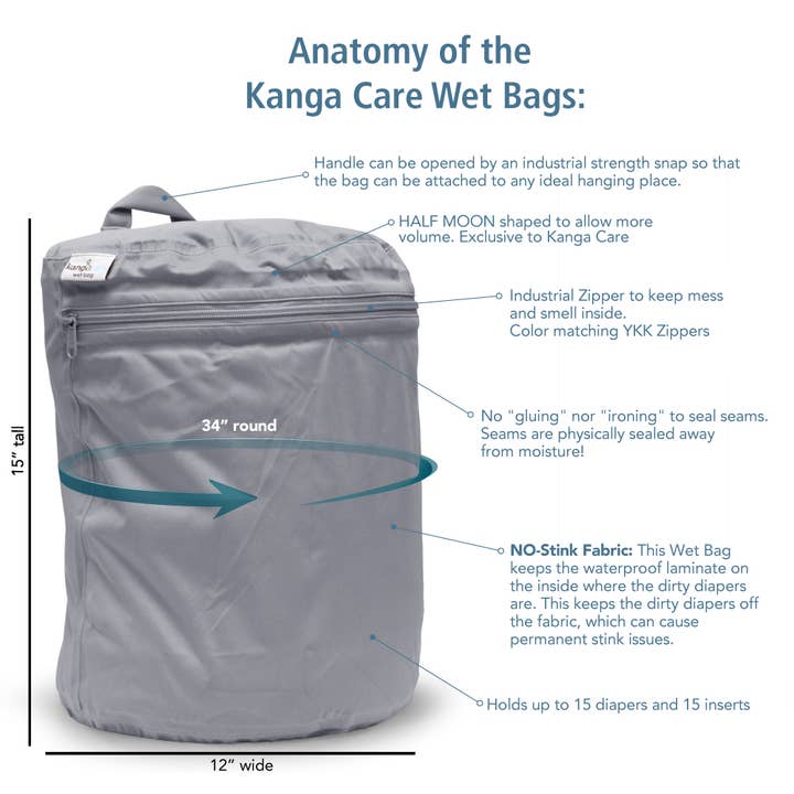 Kanga Care - Wholesale Wet Bag - Kids & Baby - Portable Wet Bag with Heavy-Duty Zipper