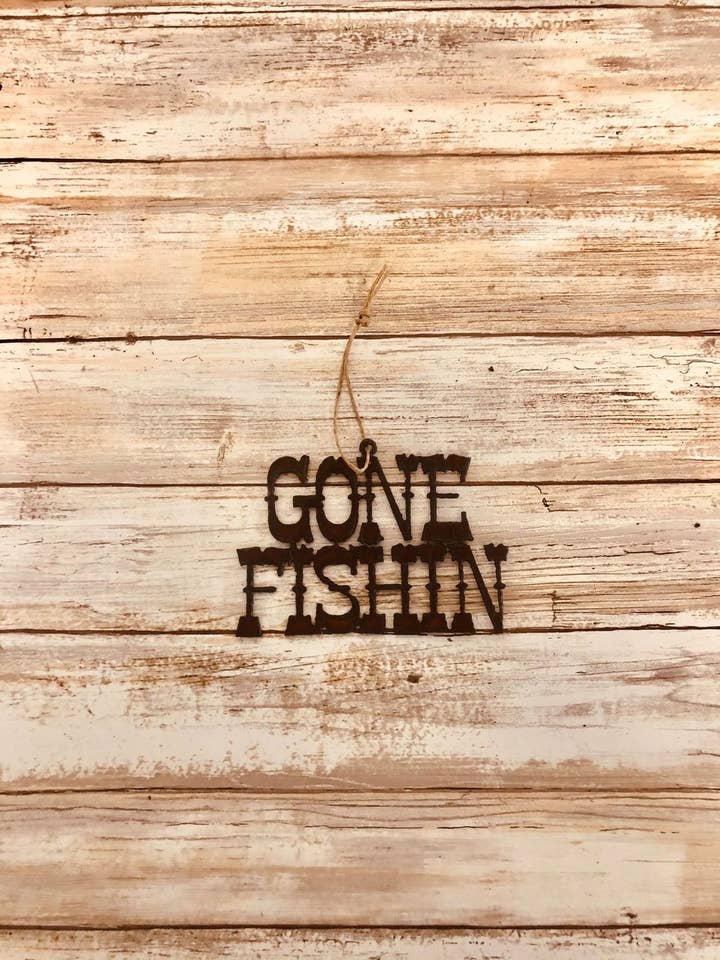 Gone Fishin Ornament for wholesale by Universal Ironworks USA
