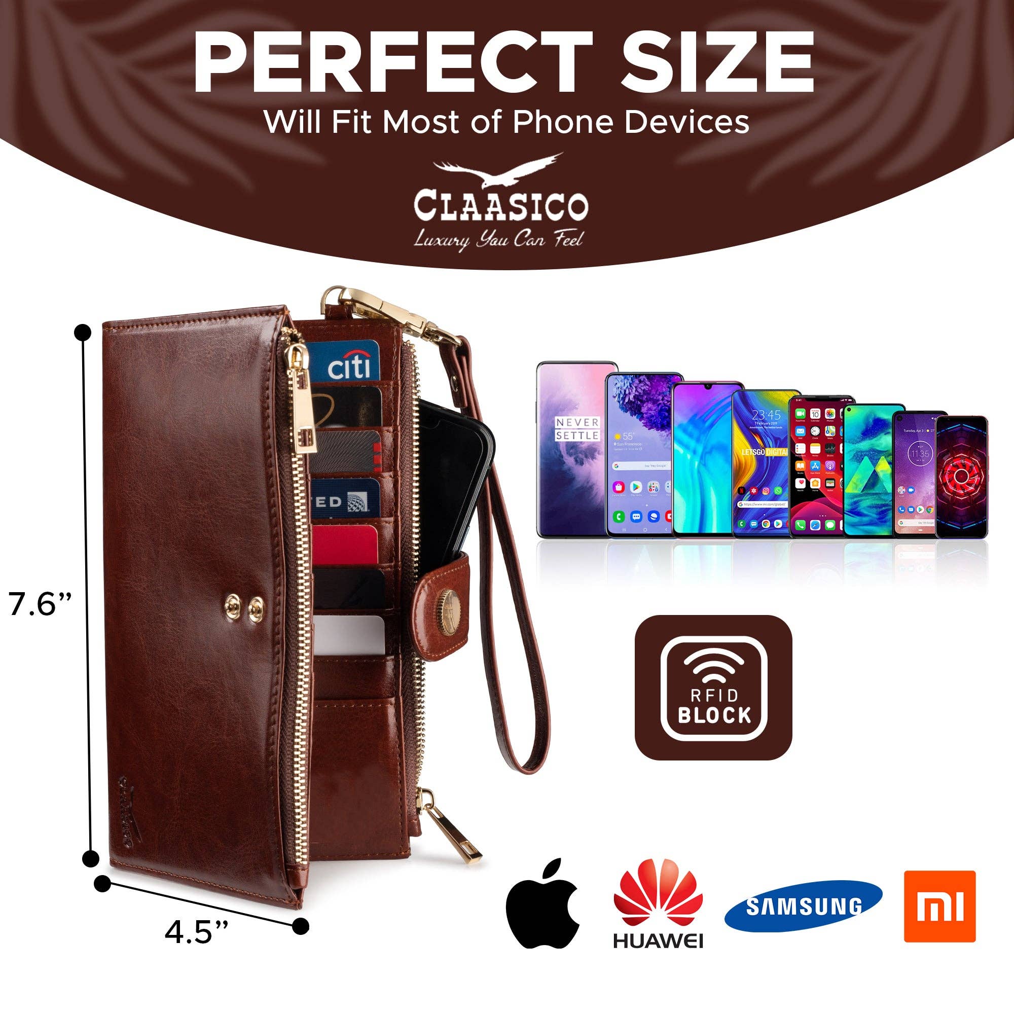 Claasico - Wholesale Phone Wallet - Women's - Women’s RFID wristlet wallet phone holder19