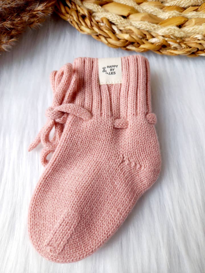 Happy by Lies - Wholesale Socks - Baby - Merino baby slofjes / sokjes roze