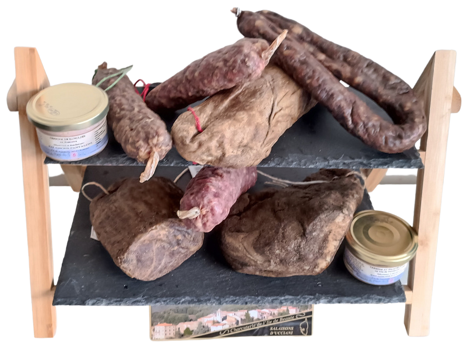 LuxFood-Shop – wholesale Salami – 9 korsikanska charkuterier med 2 glas Salaisons d'Ucciani1