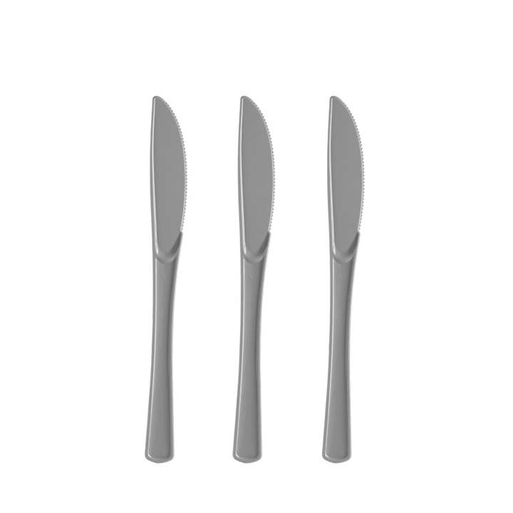 Heavy Duty Silver Plastic Knives - 50 Ct. for wholesale on Faire