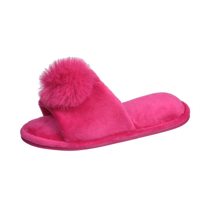 Roxoni - Wholesale Slippers - Kids - Girl's Slipper Lovely Velvet Pom-pom Open Toe