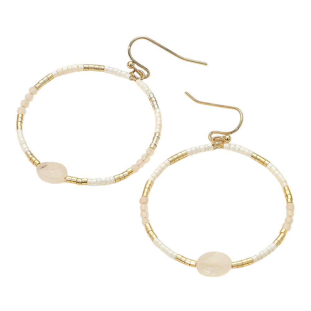 Sensibling Corp. – Engroshandel Hoops – Facetteret oval perle accent heishi perlede åbne ring dingle øreringe3