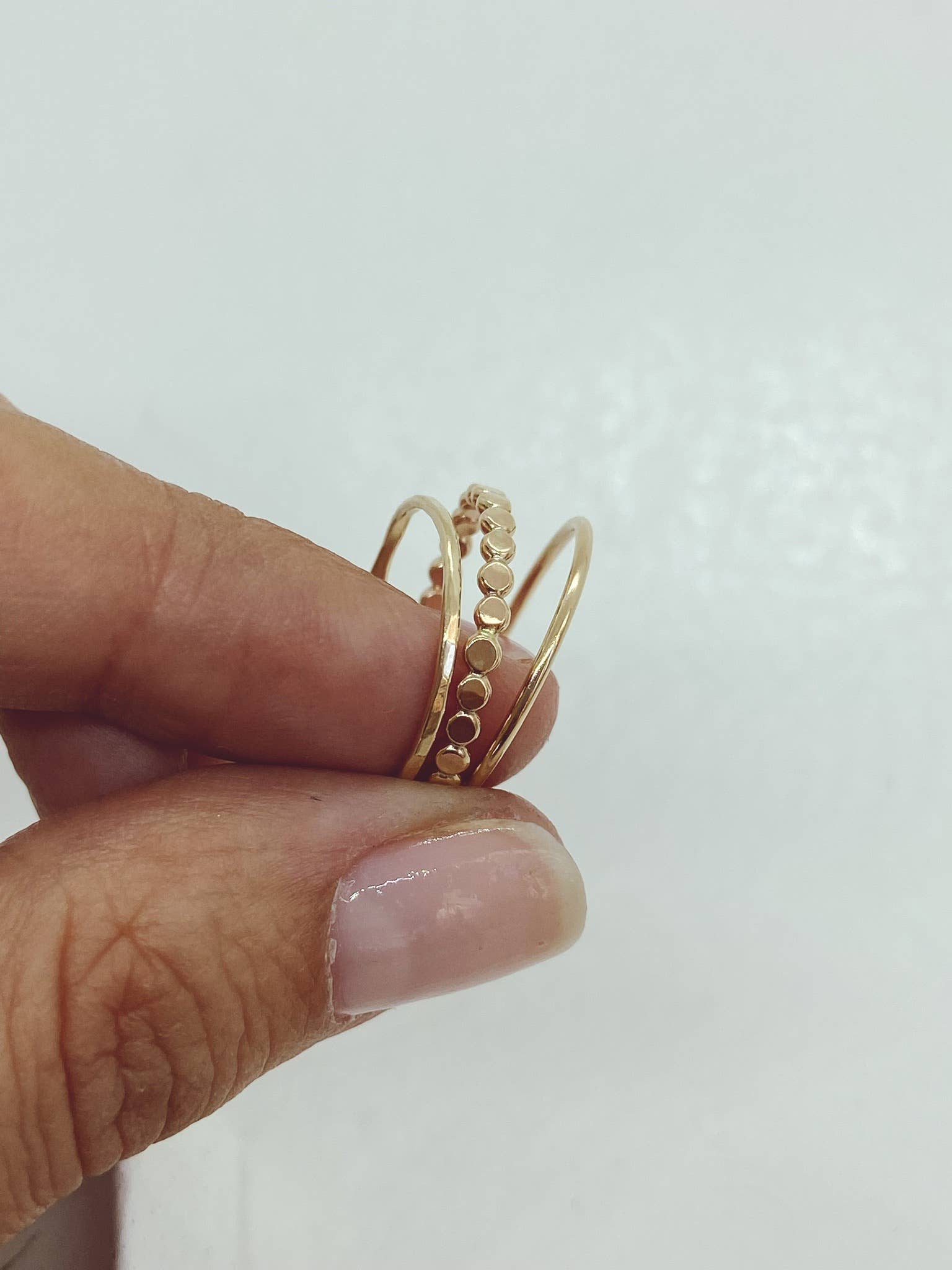 AVA Handmade Jewelry - Wholesale Band/Stacked Ring - Stacking 3 rings set, stackable, beaded, hammered ,thin3