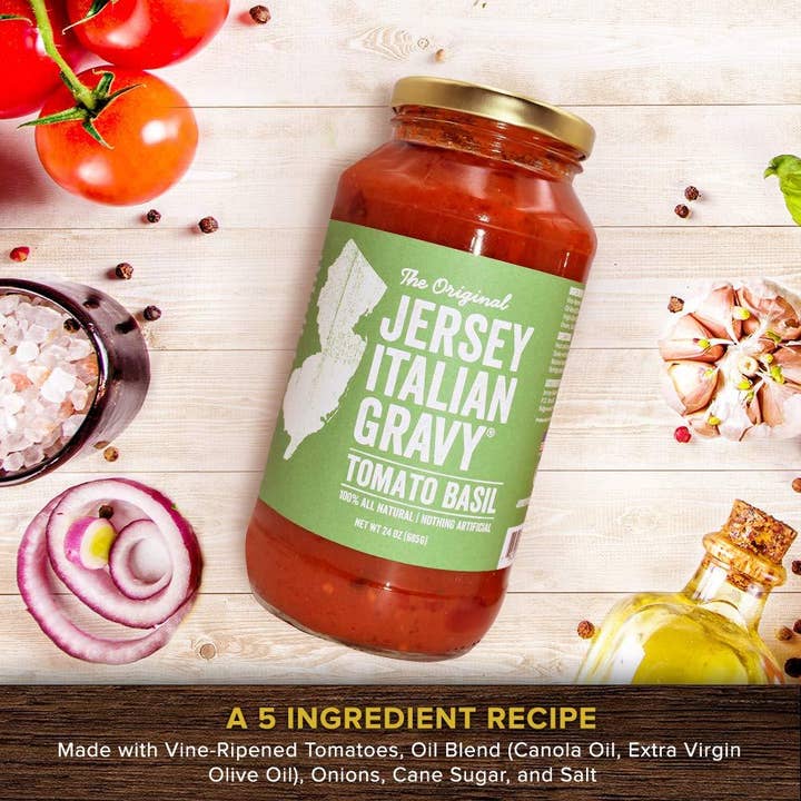 JERSEY ITALIAN GRAVY - Wholesale Sauce - Jersey Italian Gravy Tomato Basil - 24 oz.