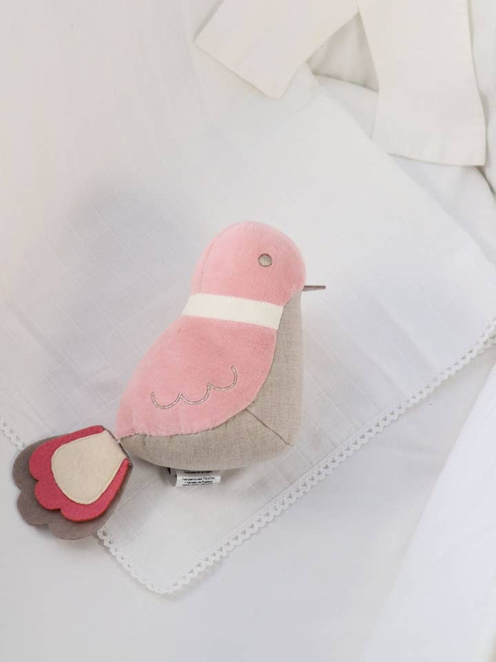 Musical Bird Rose for wholesale by pamplemousse peluches