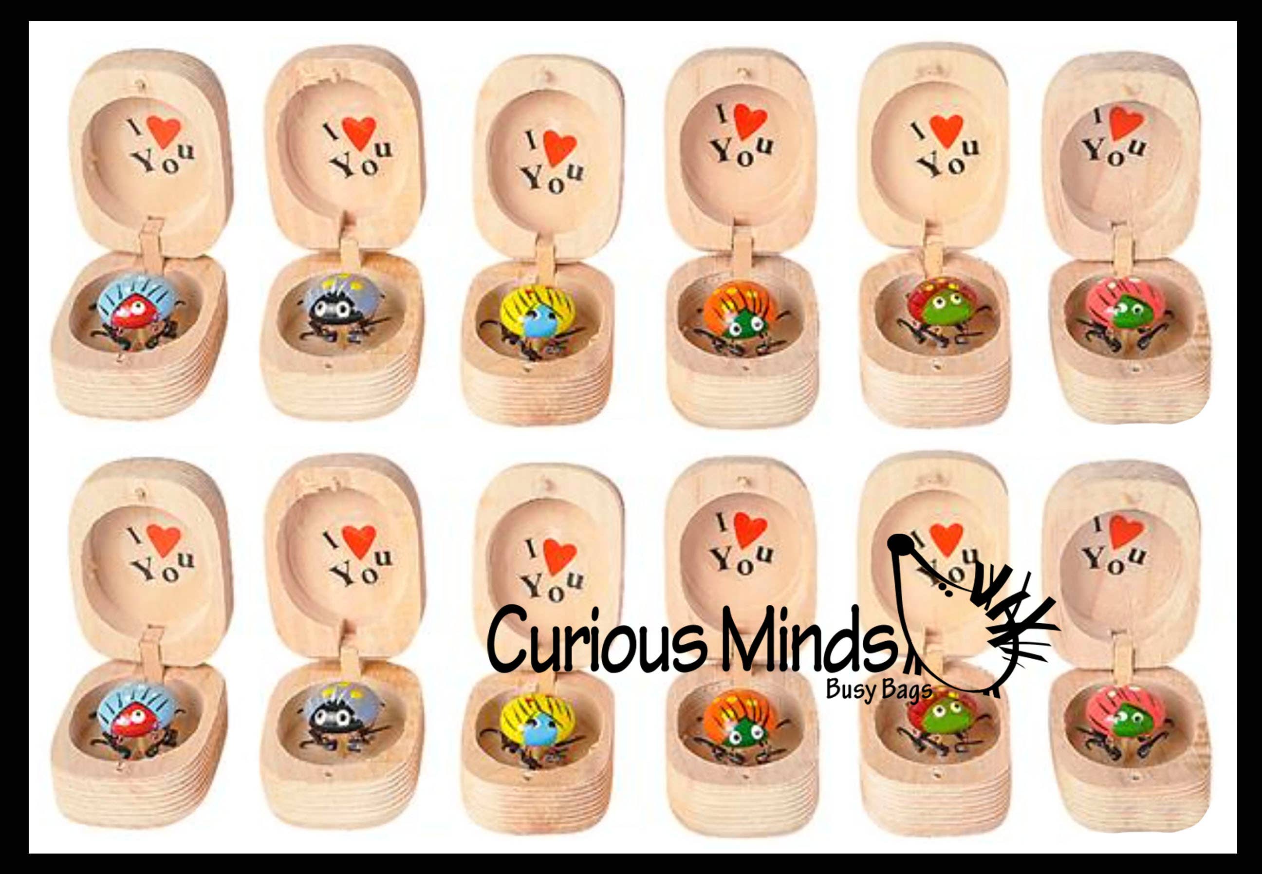Curious Minds Toys – wholesale Gag gift/novelty gift – 1 Love bug in Box Novelty Gift -Bugs Legs Wiggle Wood Hinge8