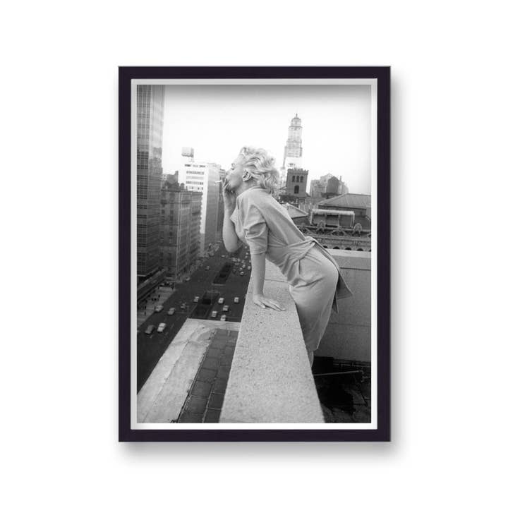 Gallery Print and Art – wholesale Art print – Marilyn Monroe In New York From Rooftop 3 Smoking Cigarette