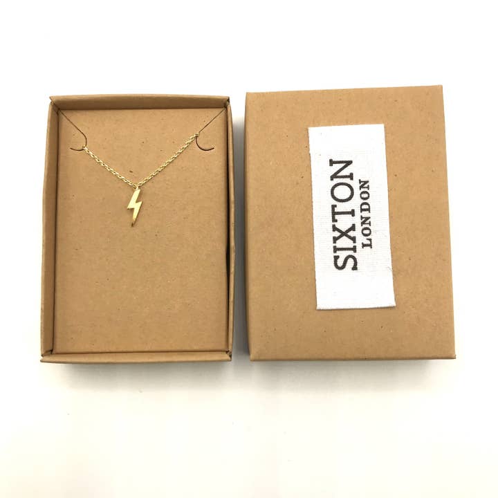 Sixton London - Wholesale Pendant/Charm Necklace - Core Range Golden Lightning Bolt Necklace