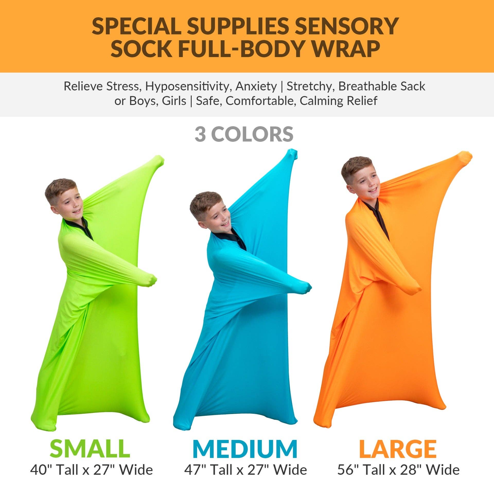Special Supplies - Wholesale Socks - Kids & Baby - Sensory Stretchy Body Sock - New Snap Closure1