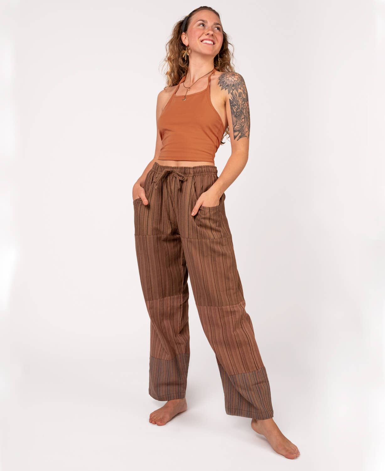 Soul Flower - Wholesale Pants - Women's - Patchwork Pants - Brown2