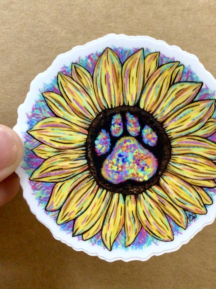 Dog Paw Sunflower Sticker for wholesale by ON THE GO Studio
