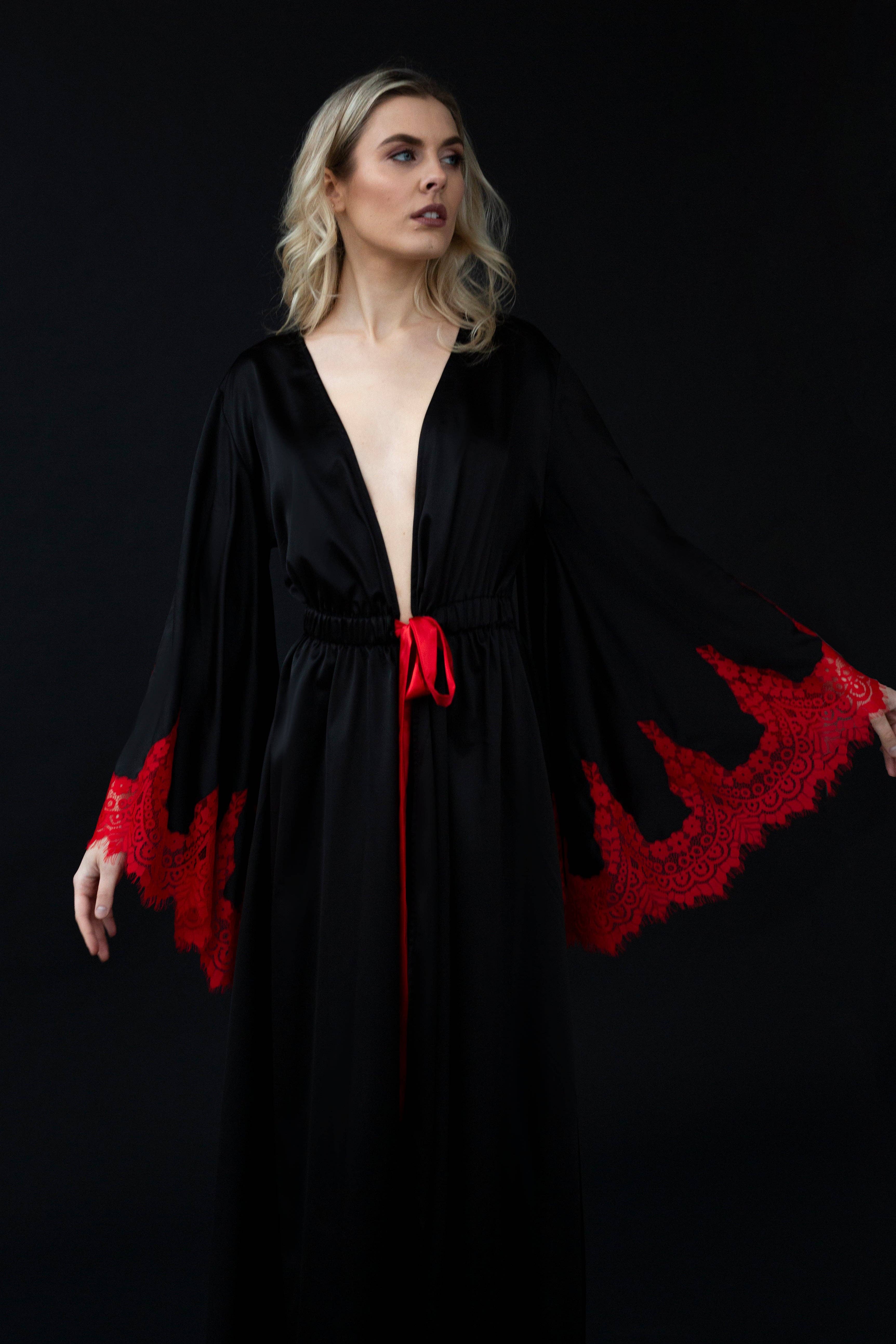 KÂFEMME and Co - Vente Peignoir – femme - Peignoir long en soie Elvyra4