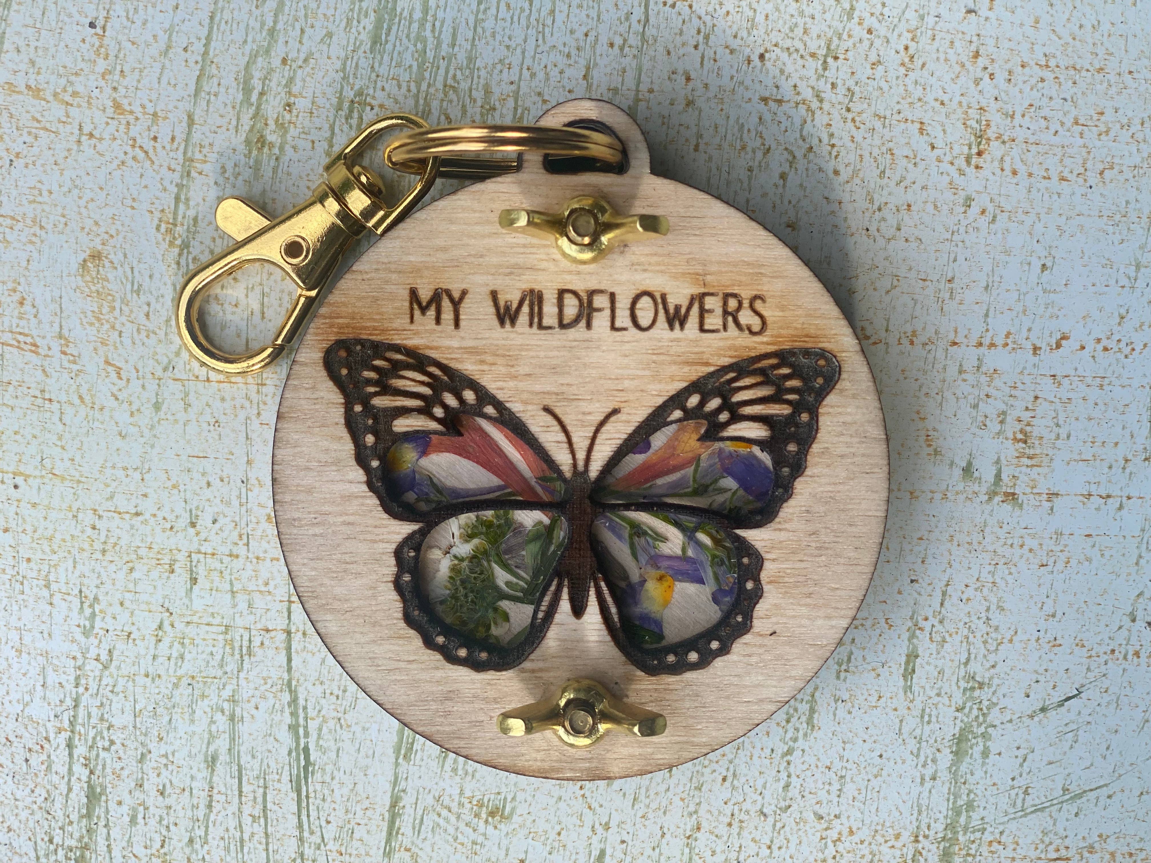 Holly Hills Lane - Wholesale Keychain – Women's - Mini Flower Press Keychain with Butterfly Theme0