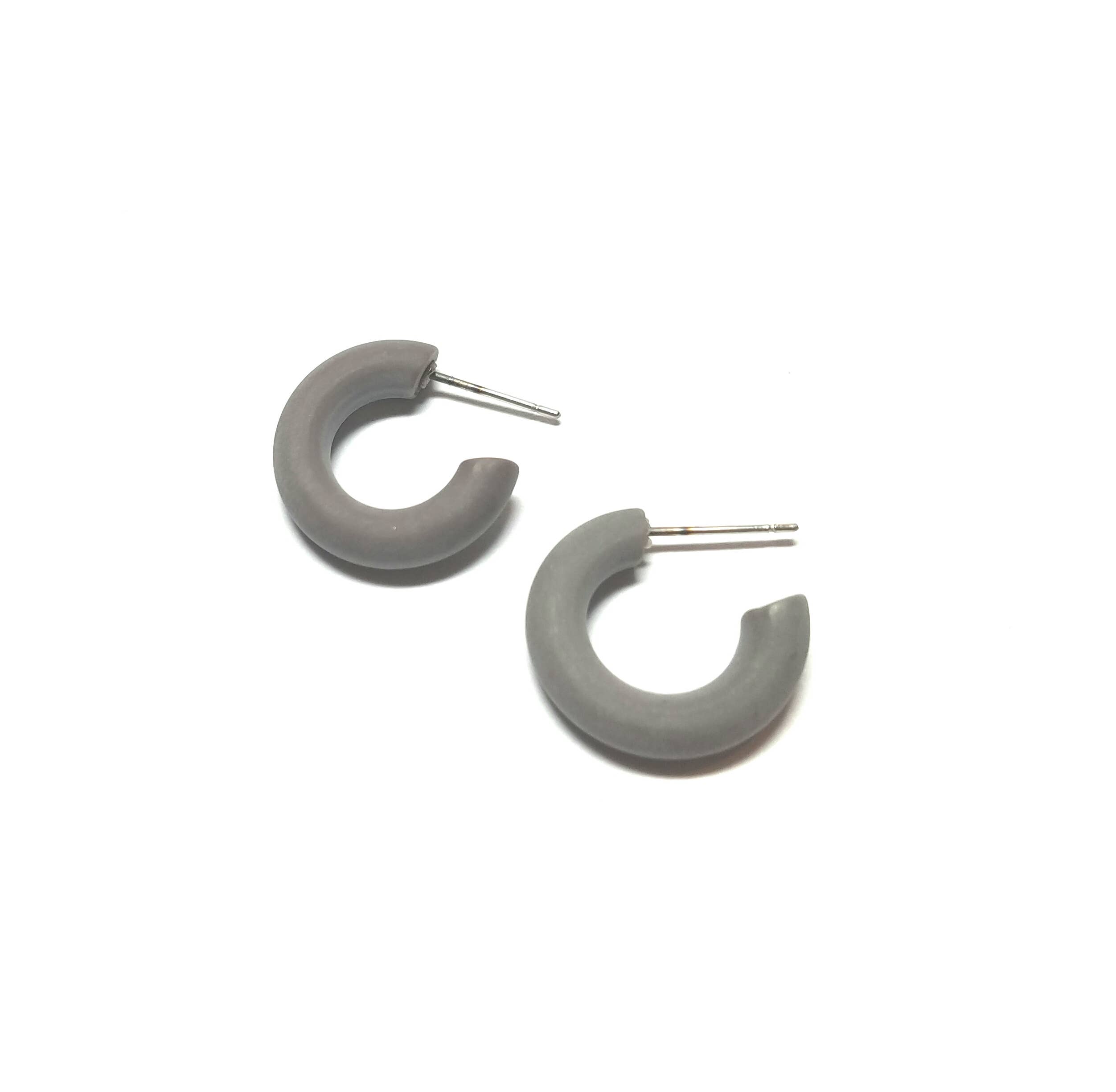 Leetie Lovendale - Wholesale Hoop Earrings - Light Grey Tiny Secretary Hoop Earrings2