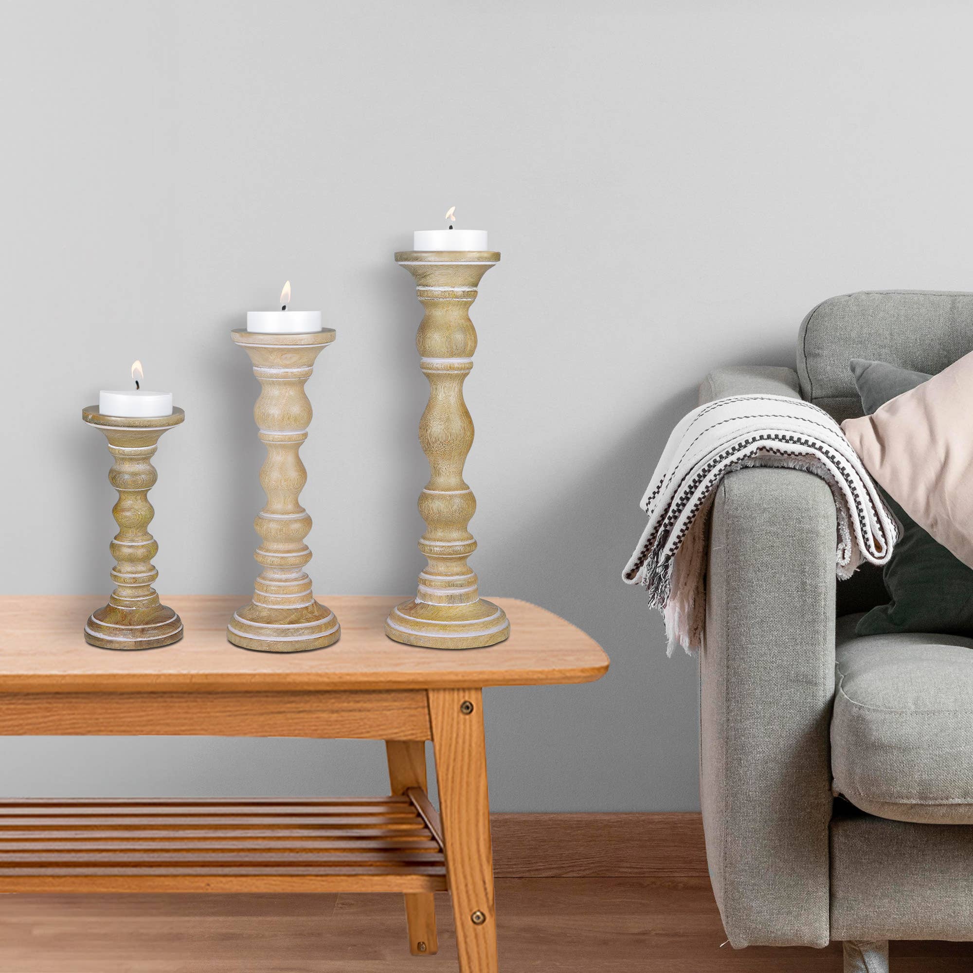 Mela Artisans - Wholesale Candle Holder - Willow Candle Holder Set of 3, 2 finish options6