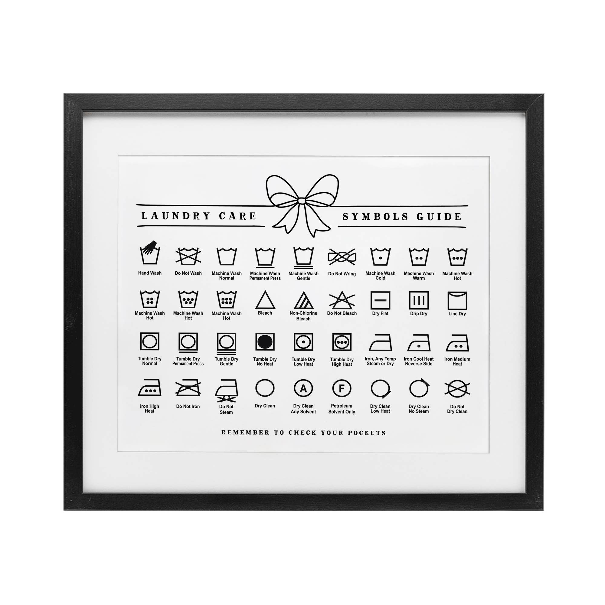 Stupell Industries - Wholesale Wall Sign - Laundry Care Symbols Guide - Print Under Glass Wall Art0