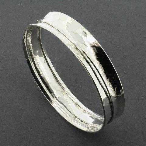 Makers & Providers - Wholesale Bangle bracelet - Concave hammered spinner bangle - sterling silver2