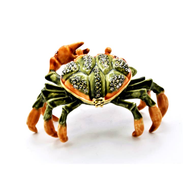 Ciel Collectables - Wholesale Jewelry Box/Organizer - Bejeweled Green Crab Trinket Box. Hand Set Swarovski2