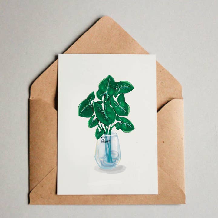 Impression carte postale/A6 - Syngonium dans le verre pour la vente par plantyintroverts