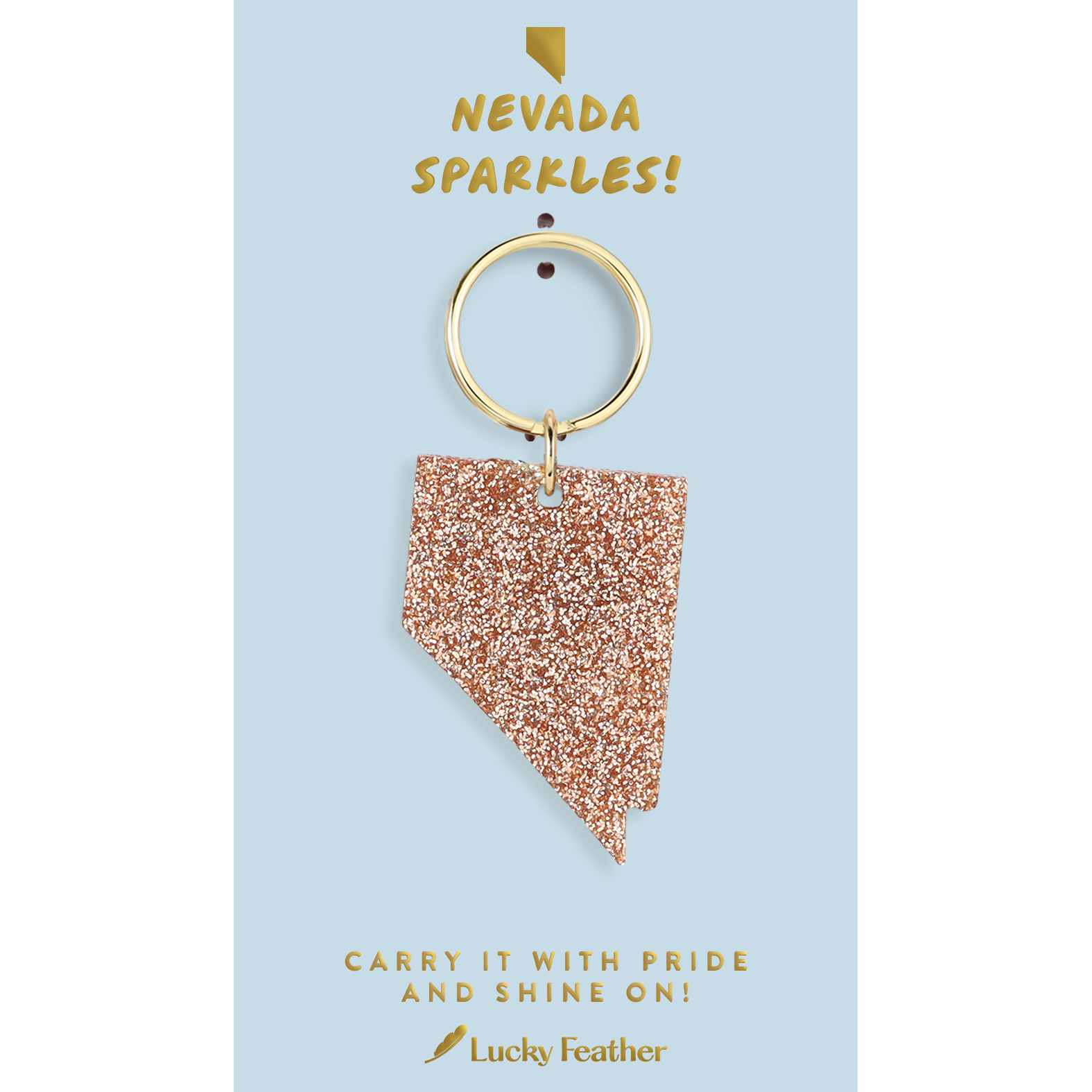 Lucky Feather - Wholesale Keychain - Women's - Glitter Keychain - State - NEVADA0