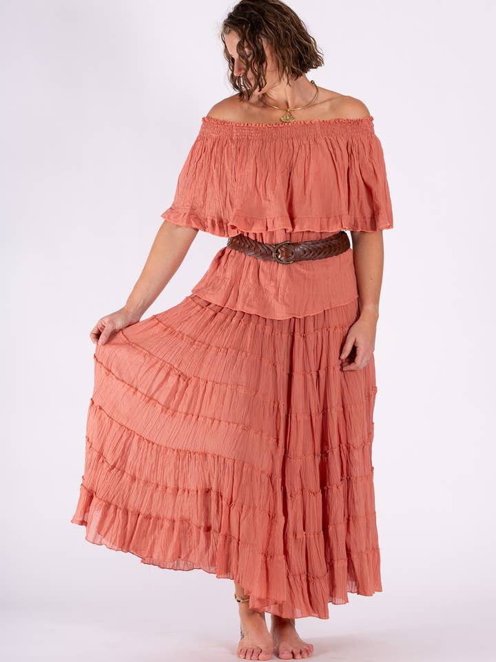 Ombak Designs - Wholesale Skirt – Women’s - TIERED CHEESECLOTH COTTON GYPSY SKIRT1