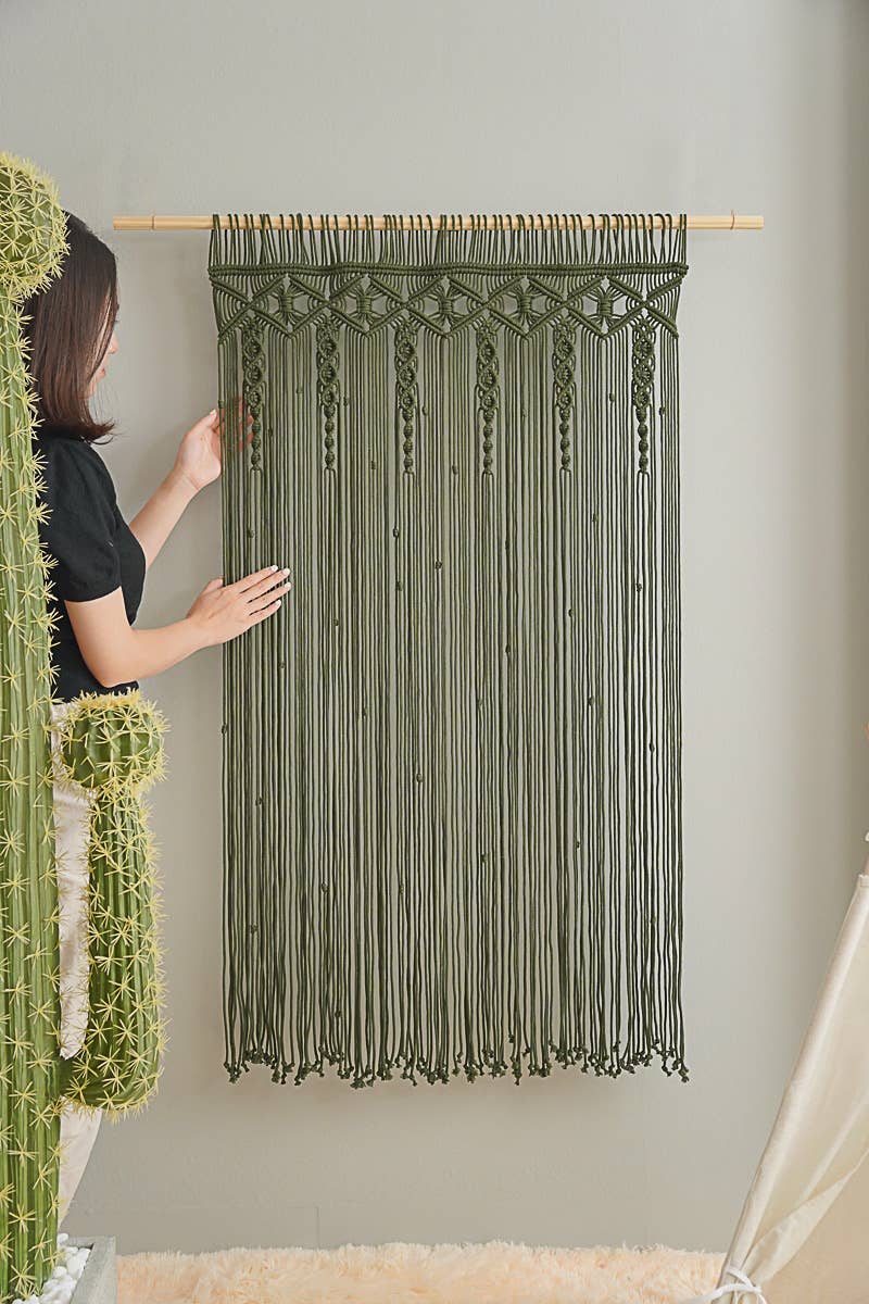 BeanDaikon - Vente Rideaux - Rideau en macramé bohème pour décoration murale C068