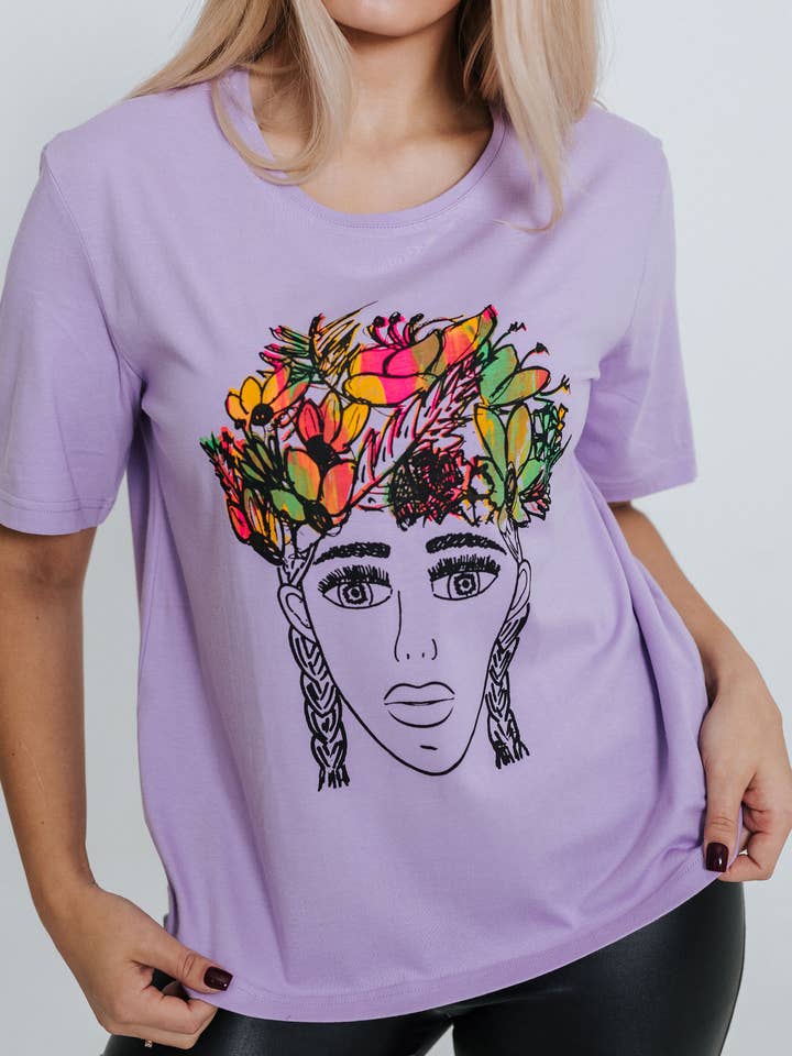 CAMISETA DE CHICA CON CORONA DE FLORES para venta al por mayor de RADADA