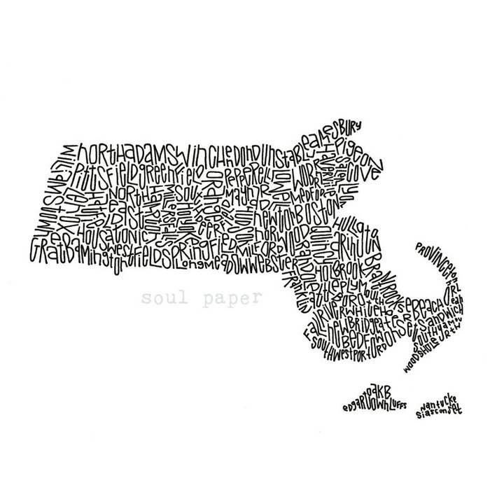 Mappa Massachusetts per la vendita all'ingrosso da parte di Soul Paper