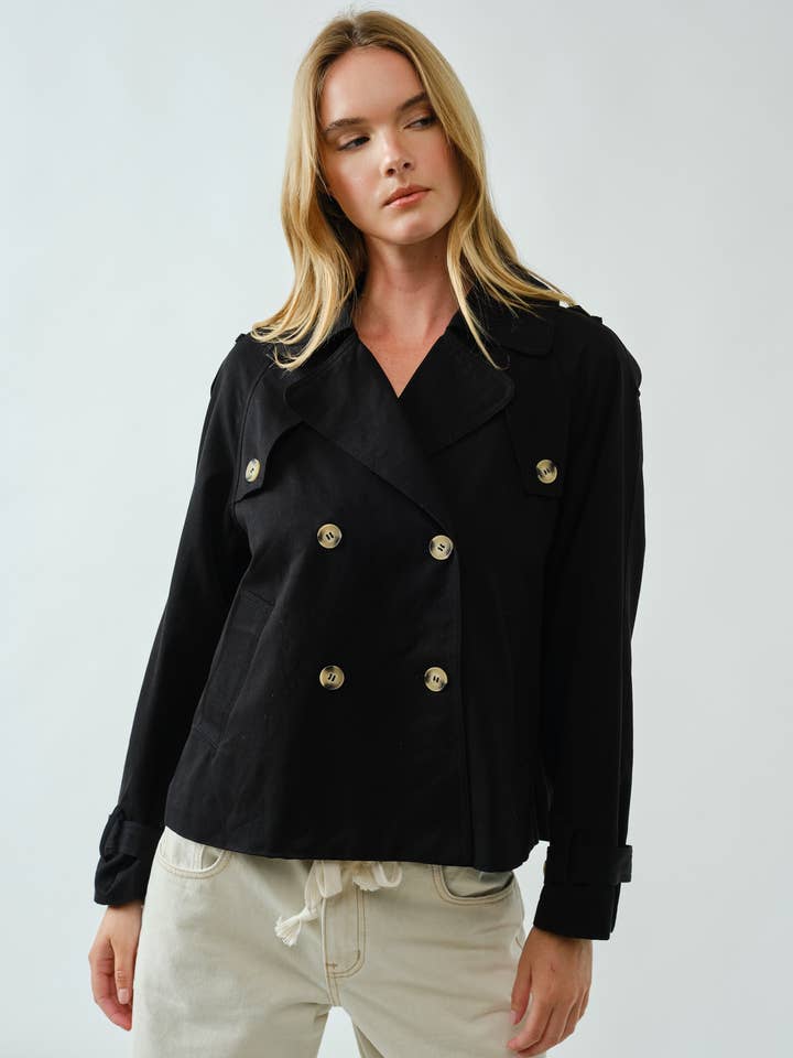 AJJ5018 HALF TRENCH DOUBLE BUTTON JACKET for wholesale by Aaron & Amber