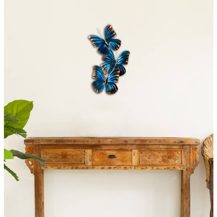 Copper Art - Wholesale Wall Accent - Blue Morpho Group of 3