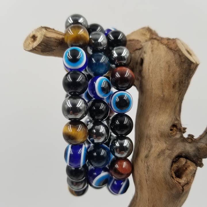 Pulsera Evil Eye con piedras de ojo de tigre para venta al por mayor de CHAKRA JEWELRY