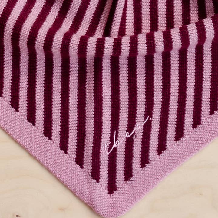 TBCo – wholesale Scarf – Women's – Large Merino Triangle Scarf in Pink Stripe4